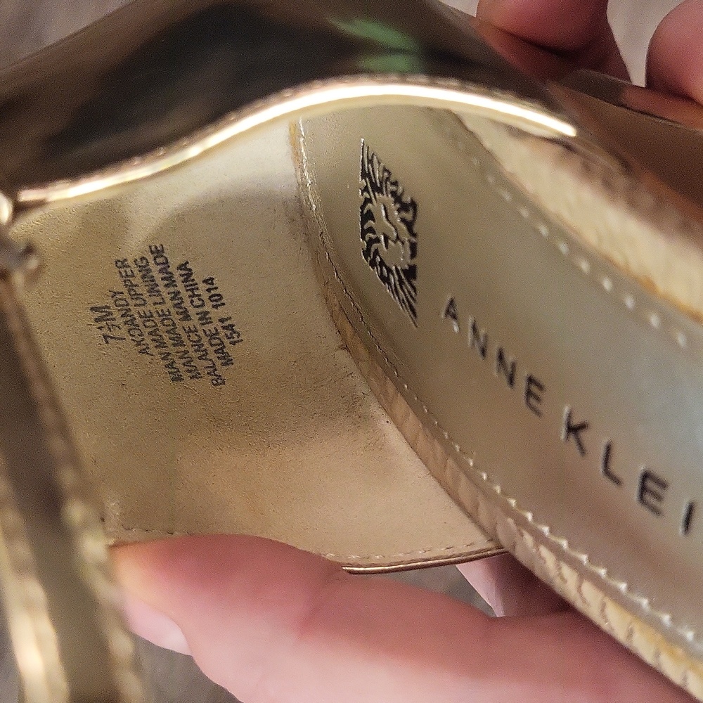 Anne Klein Gold and Cream Peep-Toe Heels - Picture 8 of 8